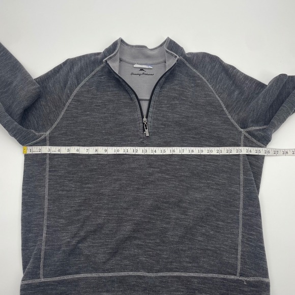 Tommy Bahama Mens XL Charcoal Gray/Gray Reversible Quarter Zip Pullover Sweater - Picture 4 of 10